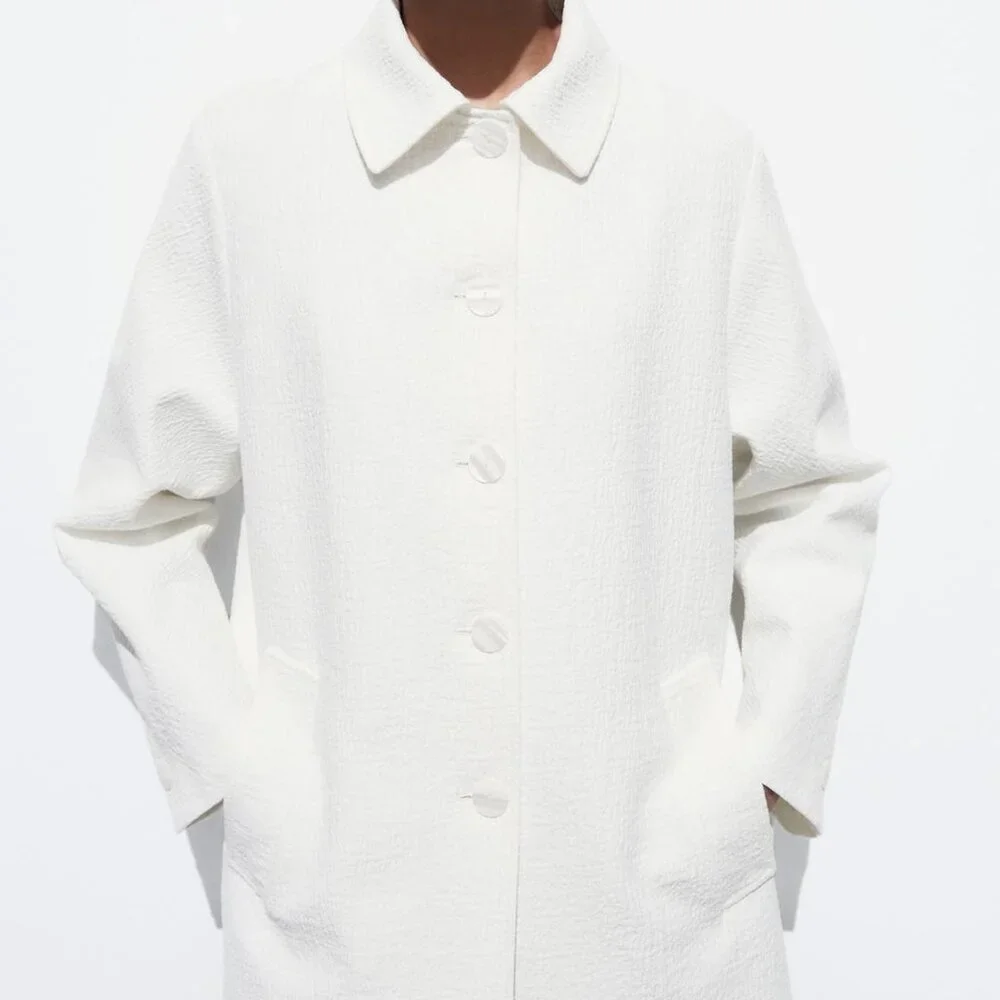 Zara Women TEXTURED COAT Size M NEW WITH TAG! - Picture 2 of 9